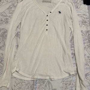 Abercrombie & Fitch White Long Sleeve Tee
